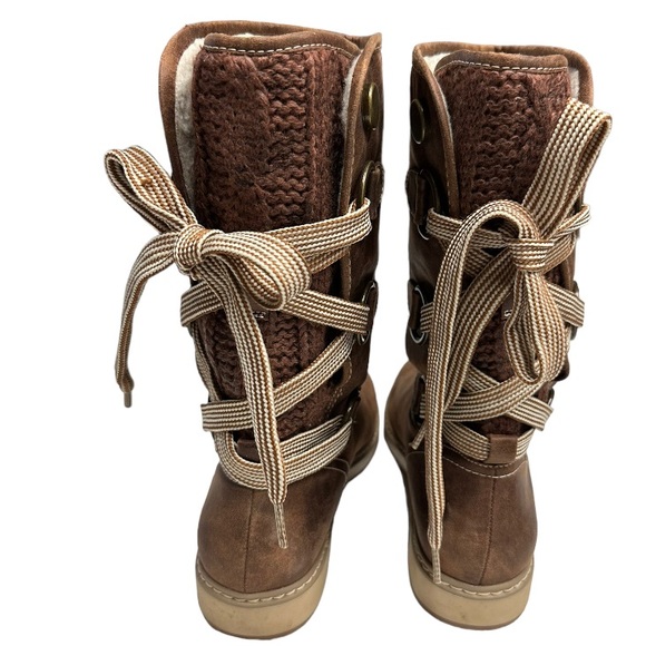 WHITE MOUNTAIN 'TIVIA' Women's Faux‎ Fur Lace Up Boot in Cognac Size 8.5 - Picture 4 of 9
